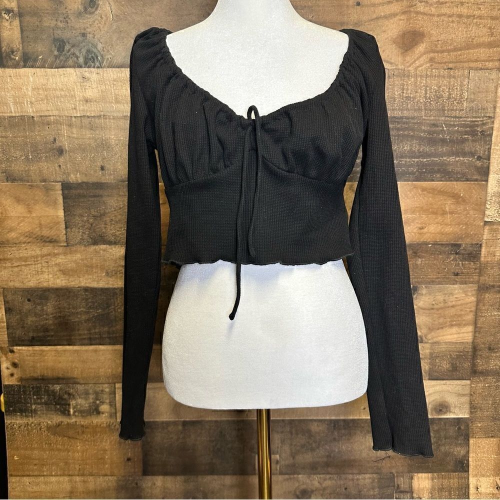 Princess Polly black crop top long sleeveβsizeβ10